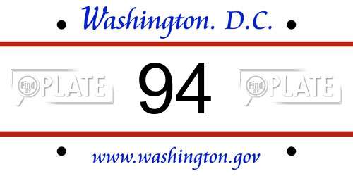 94 District Of Columbia License Plate