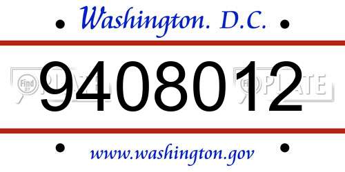 9408012 District Of Columbia License Plate