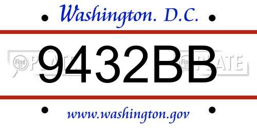9432BB District Of Columbia License Plate