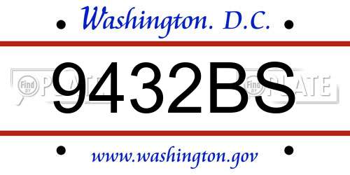 9432BS District Of Columbia License Plate
