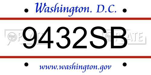 9432SB District Of Columbia License Plate
