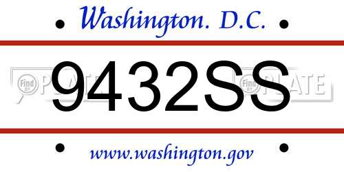 9432SS District Of Columbia License Plate