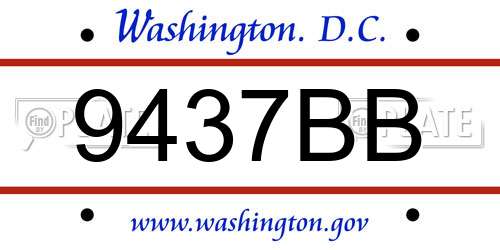 9437BB District Of Columbia License Plate