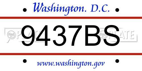 9437BS District Of Columbia License Plate
