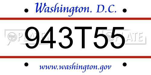 943T55 District Of Columbia License Plate