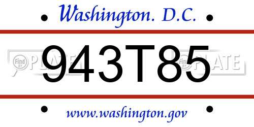 943T85 District Of Columbia License Plate