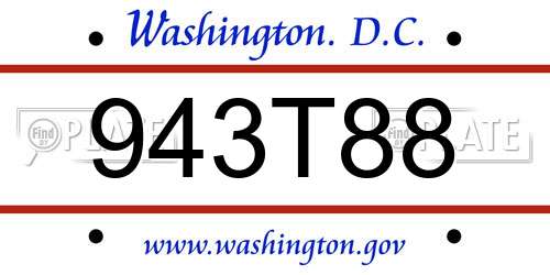 943T88 District Of Columbia License Plate
