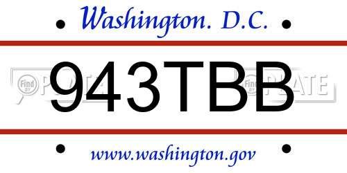 943TBB District Of Columbia License Plate