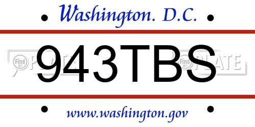 943TBS District Of Columbia License Plate