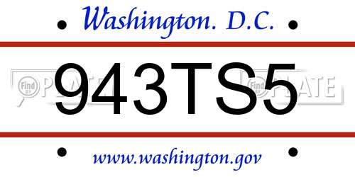 943TS5 District Of Columbia License Plate
