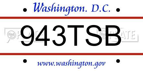 943TSB District Of Columbia License Plate