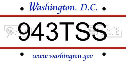 943TSS District Of Columbia License Plate