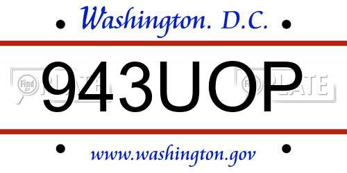 943UOP District Of Columbia License Plate