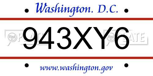 943XY6 District Of Columbia License Plate