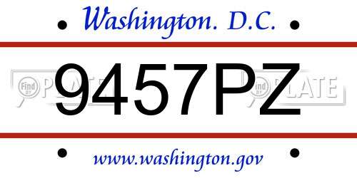 9457PZ District Of Columbia License Plate