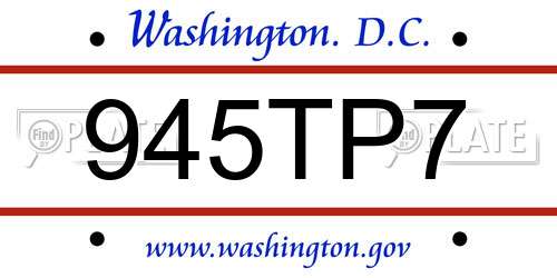 945TP7 District Of Columbia License Plate