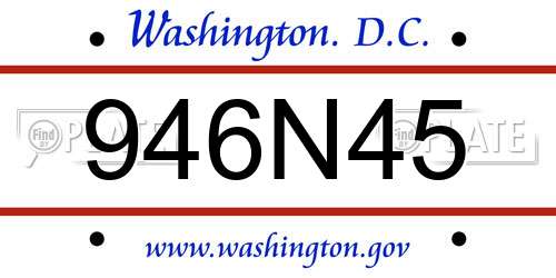 946N45 District Of Columbia License Plate