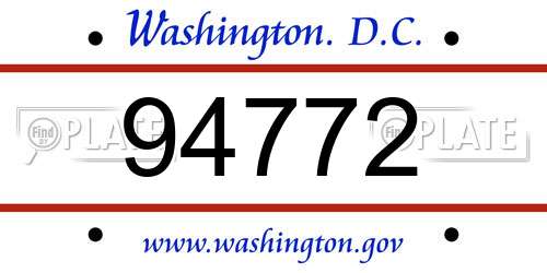 94772 District Of Columbia License Plate