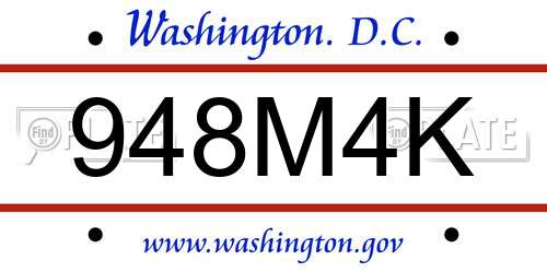 948M4K District Of Columbia License Plate