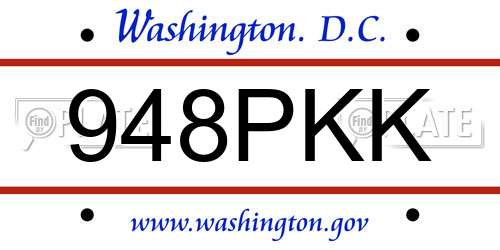 948PKK District Of Columbia License Plate