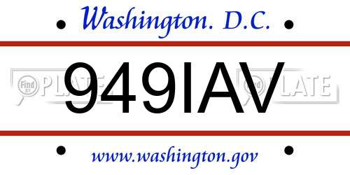 949IAV District Of Columbia License Plate
