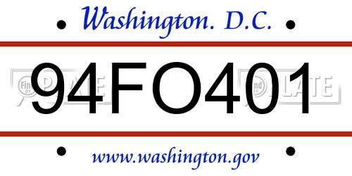 94FO401 District Of Columbia License Plate