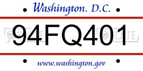 94FQ401 District Of Columbia License Plate