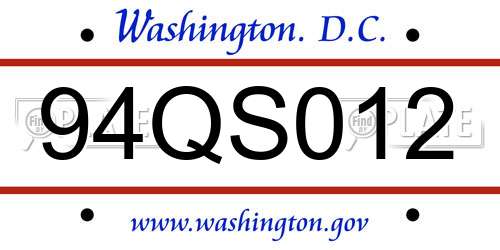 94QS012 District Of Columbia License Plate