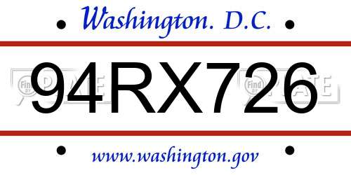 94RX726 District Of Columbia License Plate