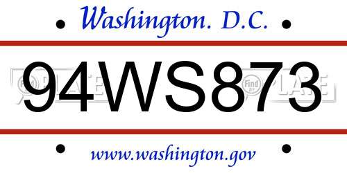 94WS873 District Of Columbia License Plate