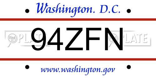 94ZFN District Of Columbia License Plate