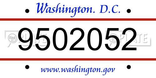 9502052 District Of Columbia License Plate