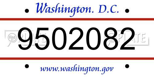9502082 District Of Columbia License Plate