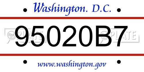 95020B7 District Of Columbia License Plate