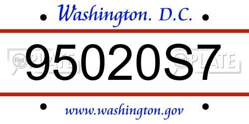 95020S7 District Of Columbia License Plate