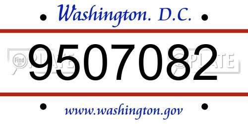 9507082 District Of Columbia License Plate