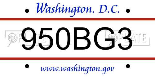 950BG3 District Of Columbia License Plate