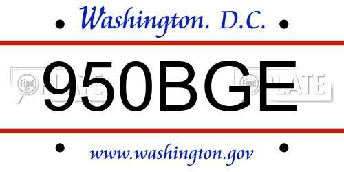 950BGE District Of Columbia License Plate