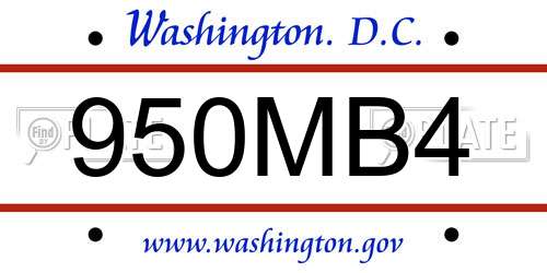 950MB4 District Of Columbia License Plate