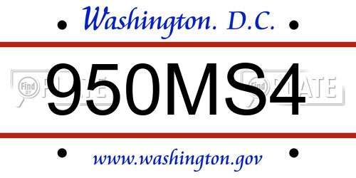 950MS4 District Of Columbia License Plate