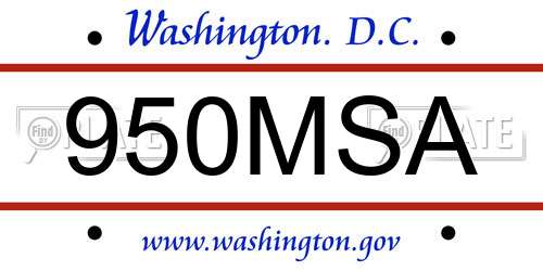 950MSA District Of Columbia License Plate