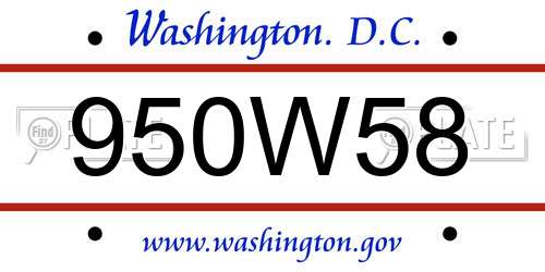 950W58 District Of Columbia License Plate