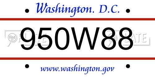 950W88 District Of Columbia License Plate