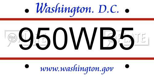 950WB5 District Of Columbia License Plate