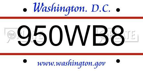 950WB8 District Of Columbia License Plate