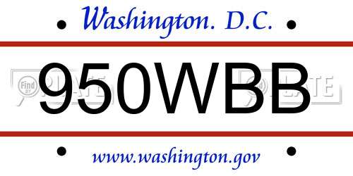 950WBB District Of Columbia License Plate