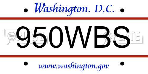 950WBS District Of Columbia License Plate