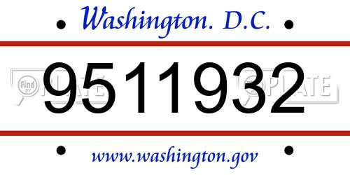 9511932 District Of Columbia License Plate