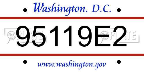 95119E2 District Of Columbia License Plate