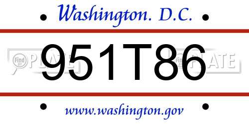 951T86 District Of Columbia License Plate